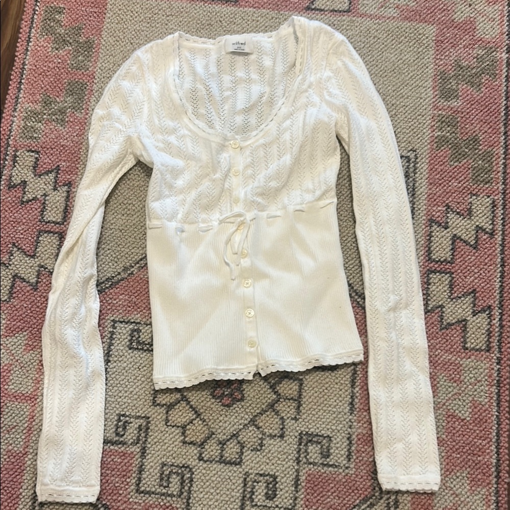 White Button-Up Cardigan by Wilfred Aritzia